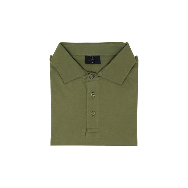 Ike Behar Olive Three Button Polo