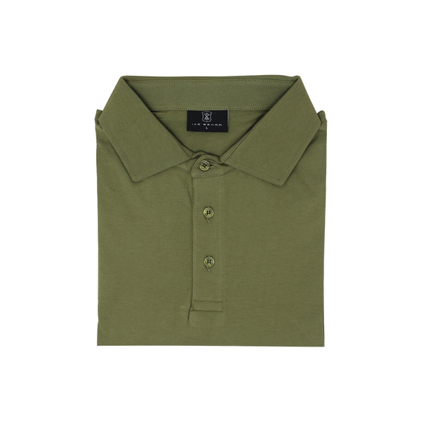 ike behar Olive Three Button Polo