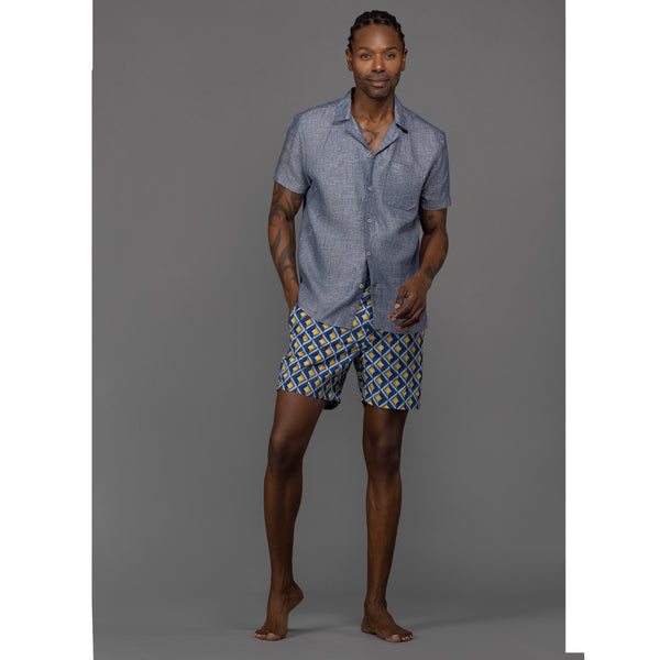 Ike Behar Royal Geometric Print Swim Shorts