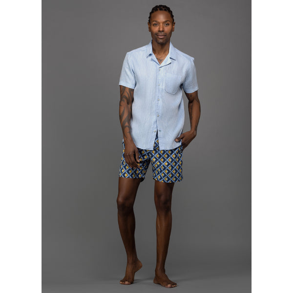 Ike Behar Royal Geometric Print Swim Shorts