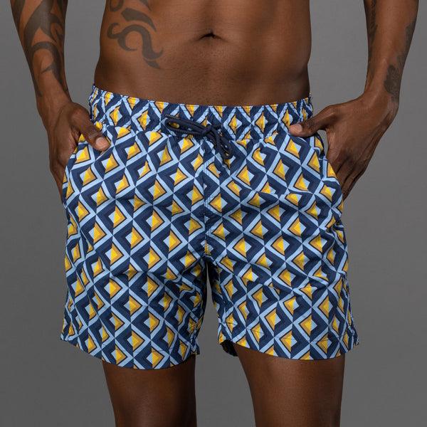 ike behar Royal Geometric Print Swim Shorts