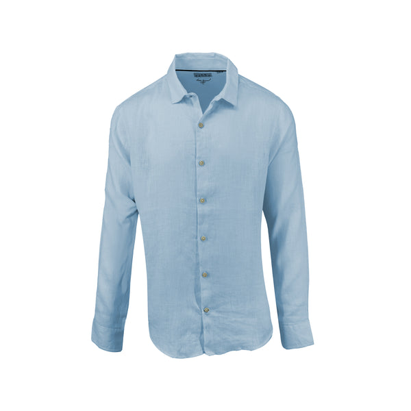 Ike Behar Sky Blue Pure Linen Shirt