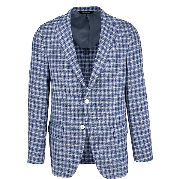 ike behar Sky Navy and White Check Sport Coat