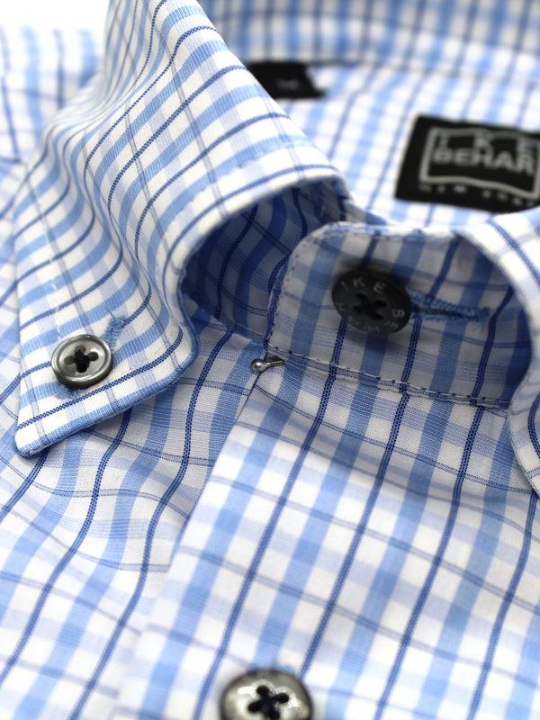 Ike Behar Sky & White Check Button-Down Sport Shirt
