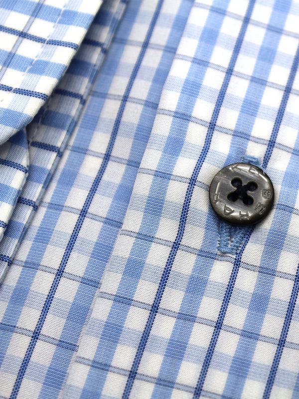 Ike Behar Sky & White Check Button-Down Sport Shirt
