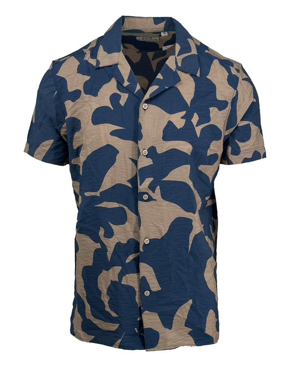 ike behar Star Scream Printed Embossed Camp Shirt