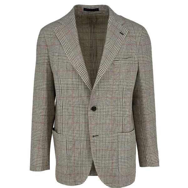ike behar Tan Plaid Check Sport Coat