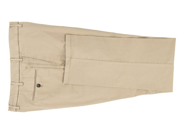 ike behar Tan Stretch Cotton Pants