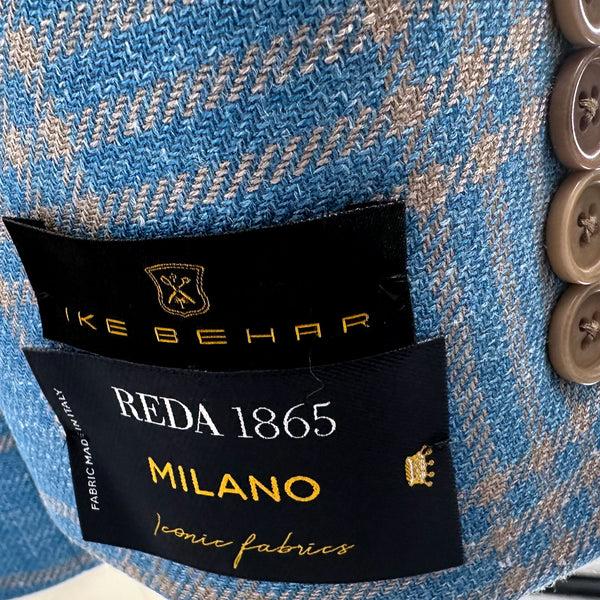 Ike Behar Teal And Beige Check Sport Coat