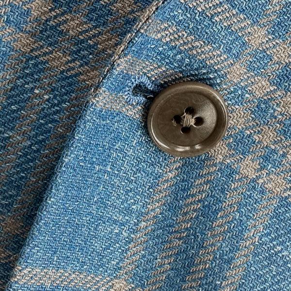 Ike Behar Teal And Beige Check Sport Coat