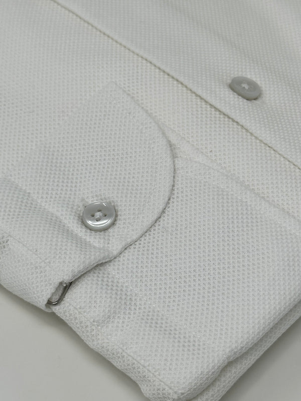 Ike Behar White Cotton Pique Shirt