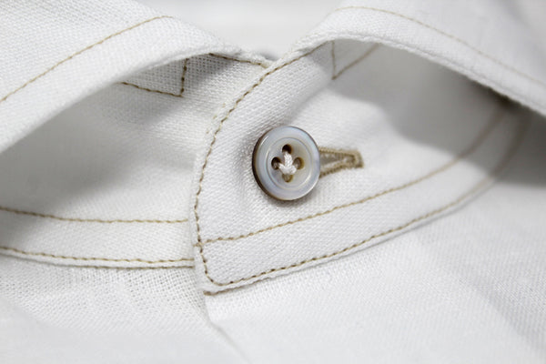 Ike Behar White Hand Finished Italian Linen Shirt