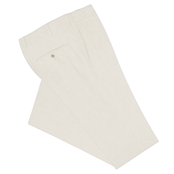 ike behar White Linen Dress Pants