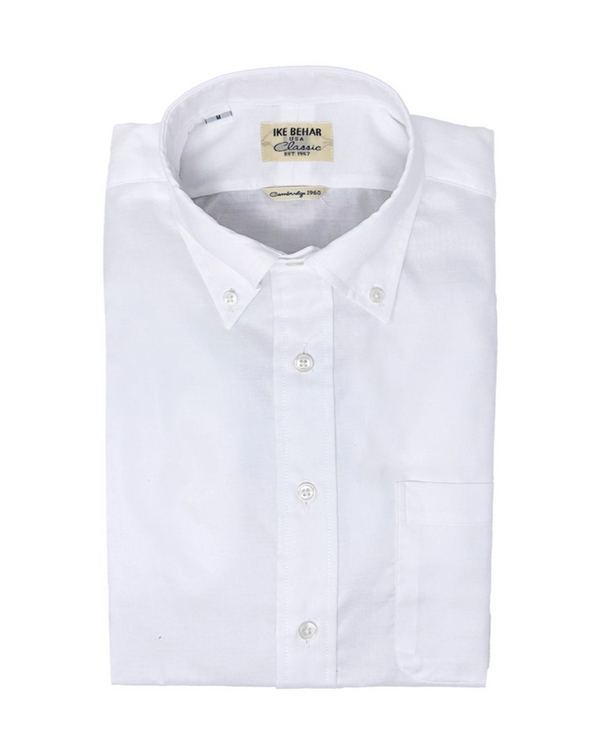 ike behar White Oxford Button-Down Shirt