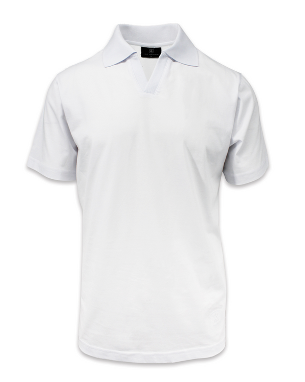 ike behar White Pima Johnny Collar Polo