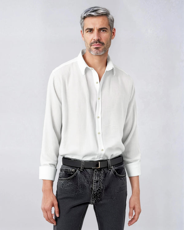 Ike Behar White Pure Linen Shirt