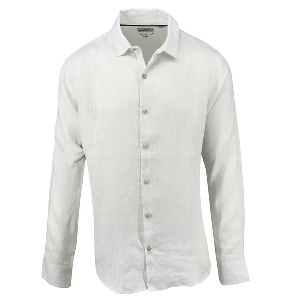 ike behar White Pure Linen Shirt