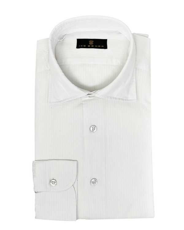 ike behar White Seersucker Shirt