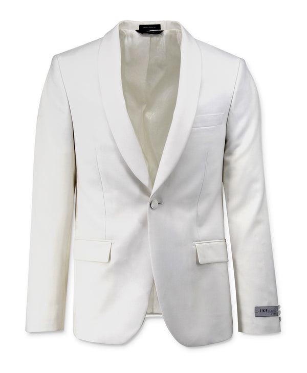 Ike Behar White Shawl Collar Tuxedo Jacket
