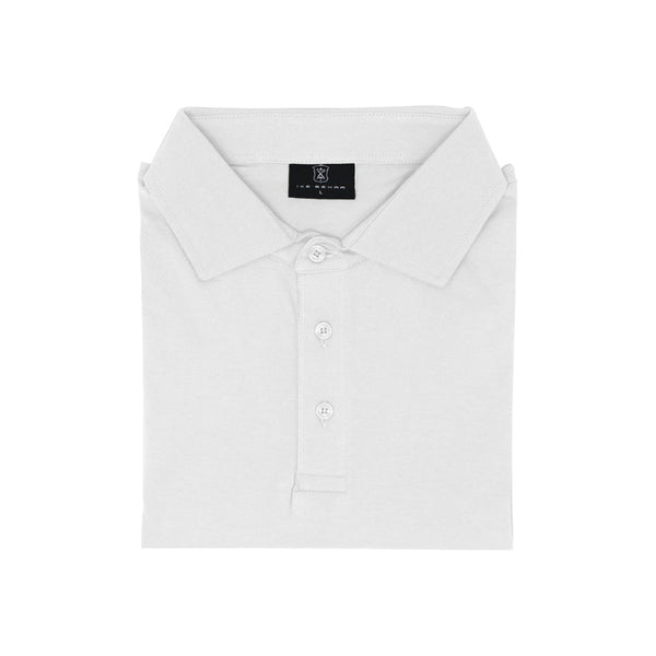 ike behar White Three Button Polo