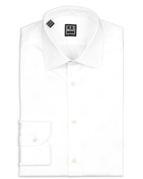 ike behar White Twill Dress Shirt