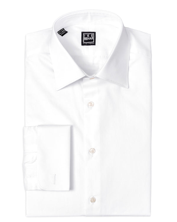 ike behar White Twill French Cuff Dress Shirt