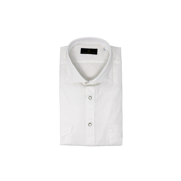 Ike Behar White Two-Pocket Western Shirt