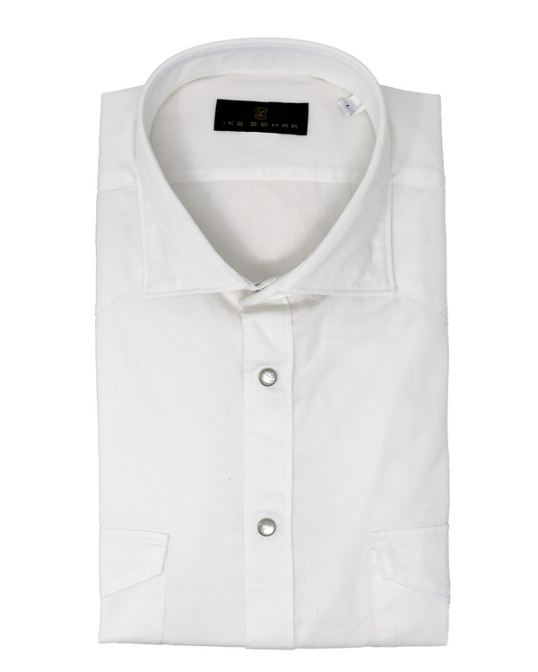 ike behar White Two-Pocket Western Shirt