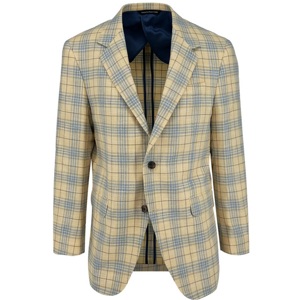 ike behar Yellow with Sky Check Sport Coat