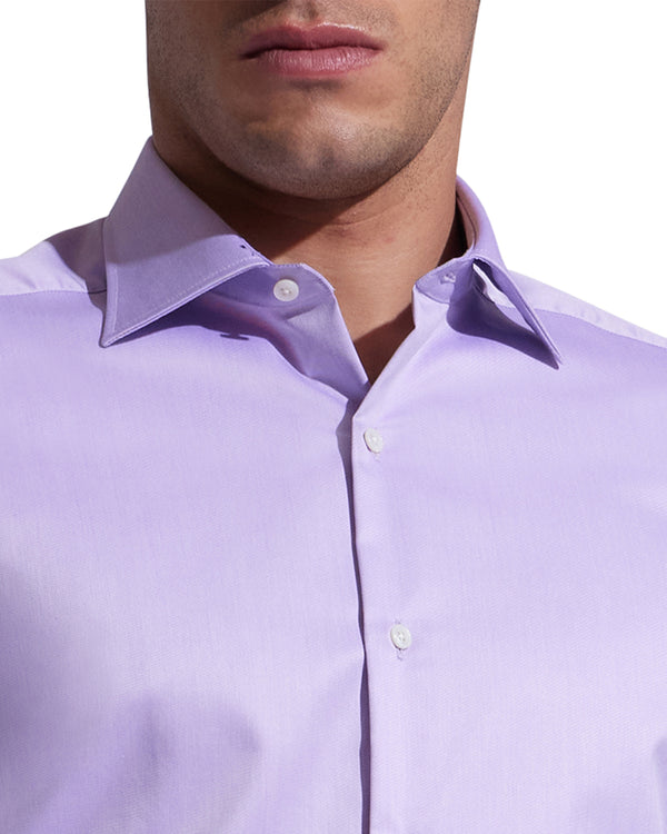 Ike Behar Lavender Twill Natural Stretch Cotton Dress Shirt