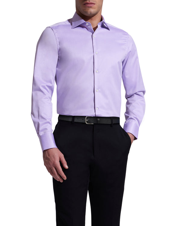 Ike Behar Lavender Twill Natural Stretch Cotton Dress Shirt
