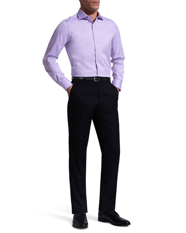 Ike Behar Lavender Twill Natural Stretch Cotton Dress Shirt