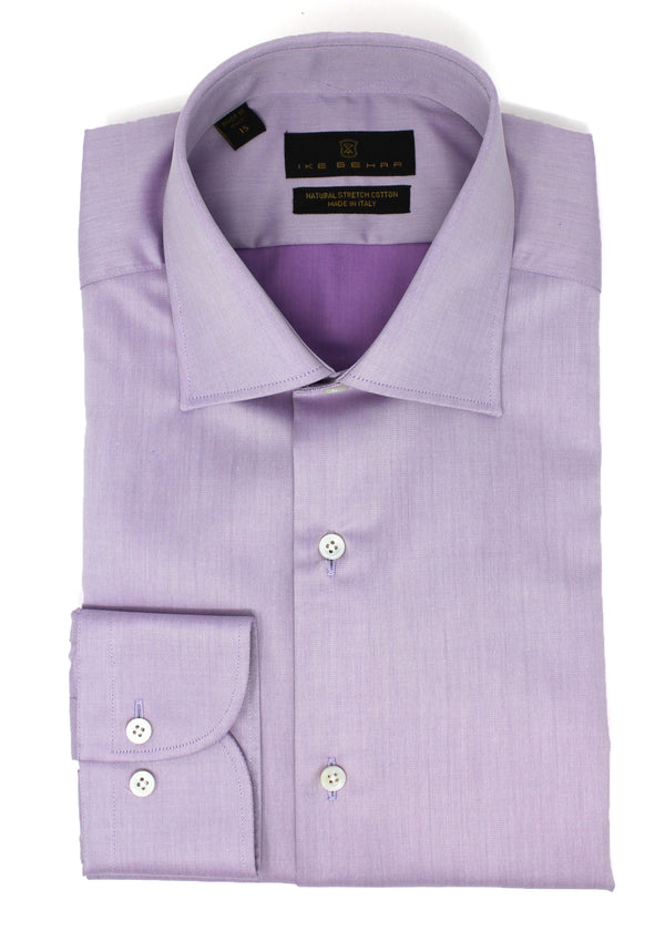 ike behar Lavender Twill Natural Stretch Cotton Dress Shirt