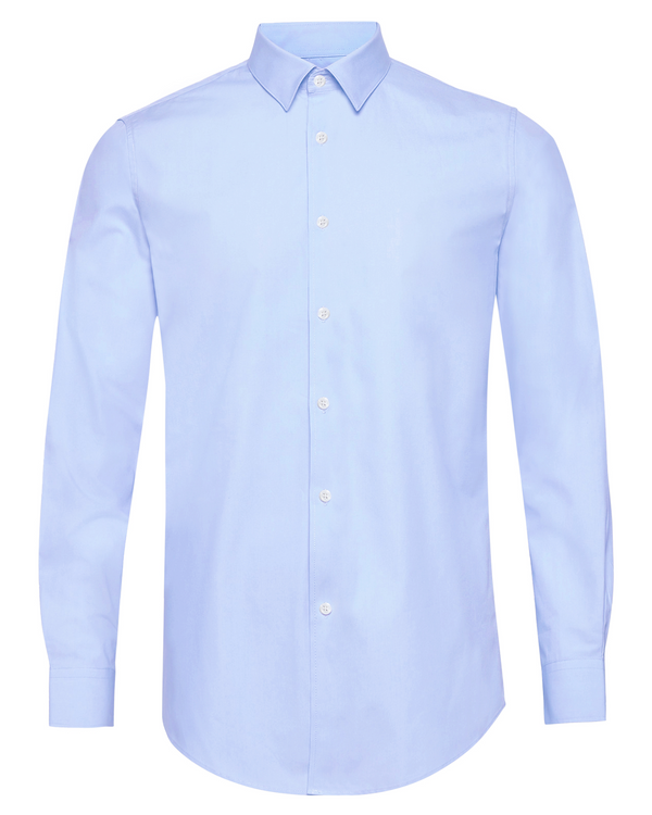 Ike Behar Light Blue Twill Natural Stretch Cotton Dress Shirt