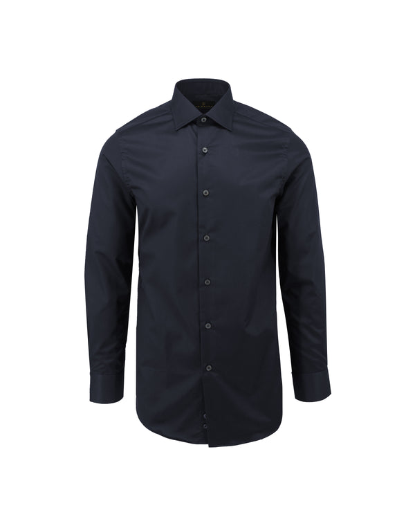 ike Behar Midnight Noir Natural Stretch Cotton Dress Shirt
