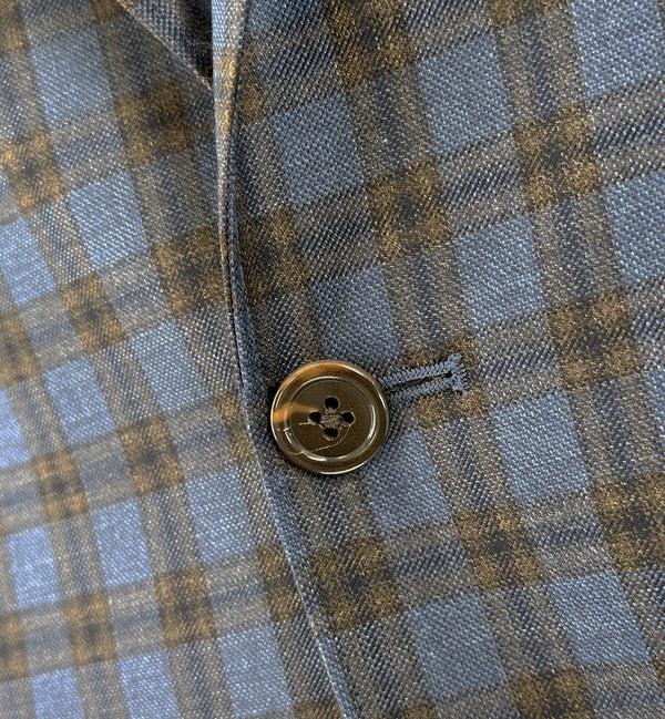 Ike Behar Navy And Brown Check Australian Merino Sport Coat