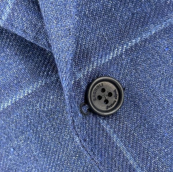 Ike Behar Navy Windowpane Linen And Cashmere Sport Coat