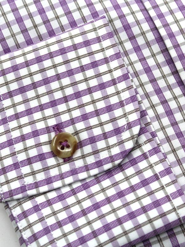 Ike Behar Purple & White Check Button-Down Sport Shirt