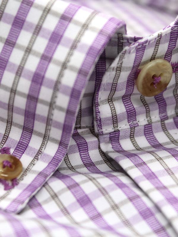 Ike Behar Purple & White Check Button-Down Sport Shirt