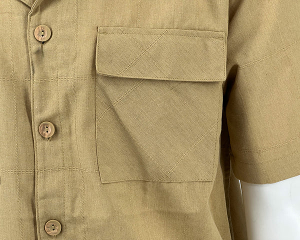Ike Behar Safari Linen Blend Tonal Dobby Two Pocket Short Sleeve Shirt