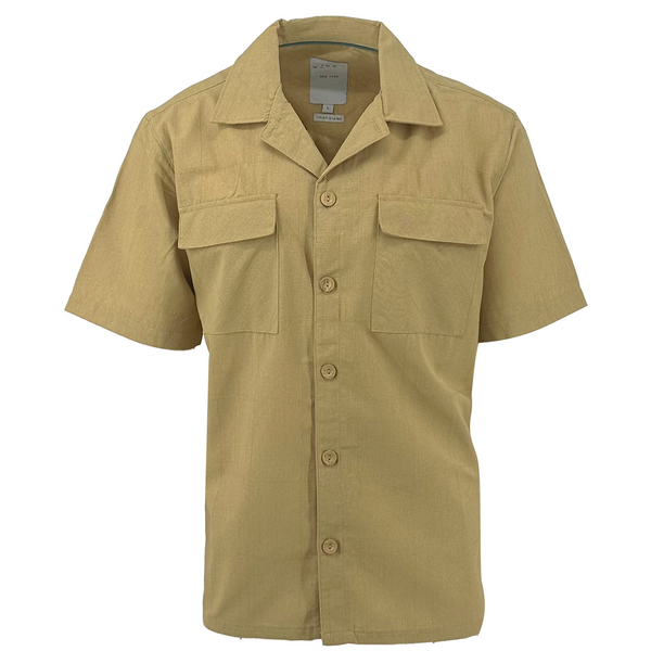 ike behar Safari Linen Blend Tonal Dobby Two Pocket Short Sleeve Shirt