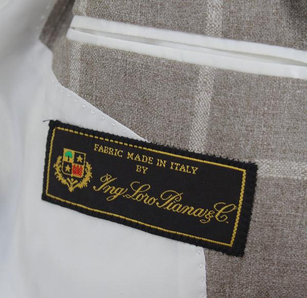 Ike Behar Tan Silk And Cashmere Windowpane Sport Coat