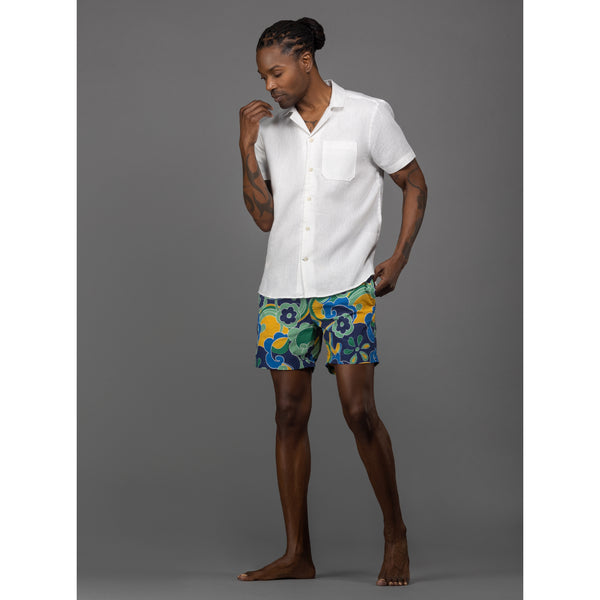 Ike Behar Ultra-Marine Floral Swirl Print Swim Shorts