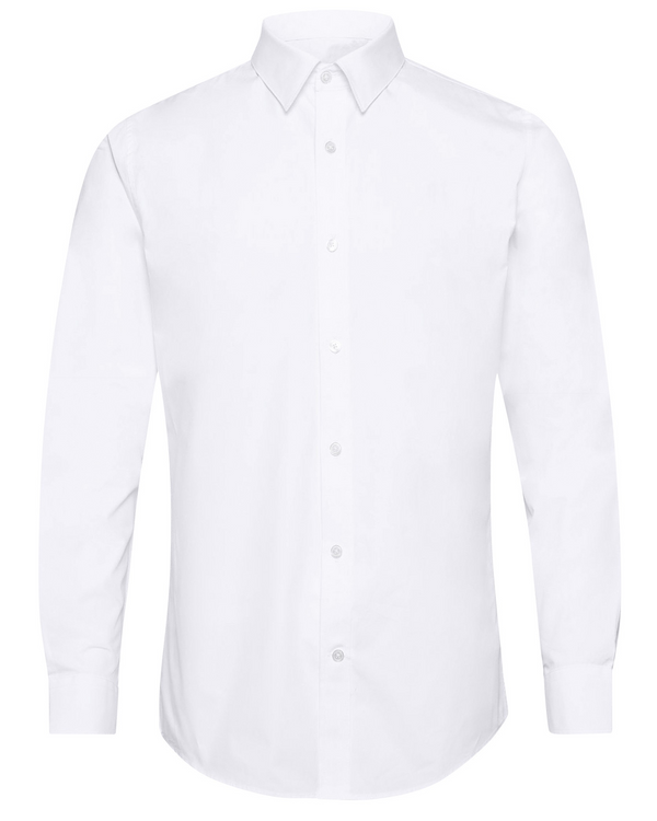 Ike Behar White Twill Natural Stretch Cotton Dress Shirt