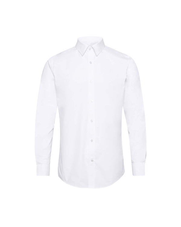 Ike Behar White Twill Natural Stretch Cotton Dress Shirt