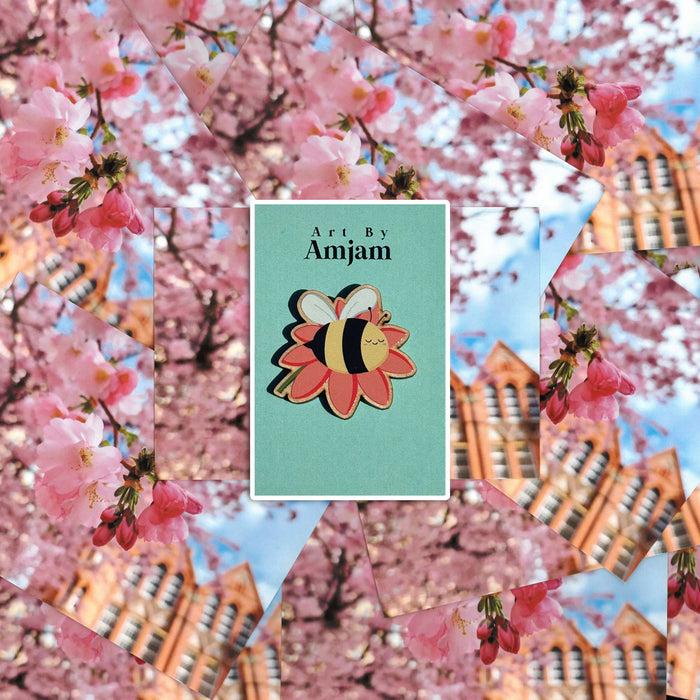 Ikon Art By Amjam Sleepy Bee Wooden Pin