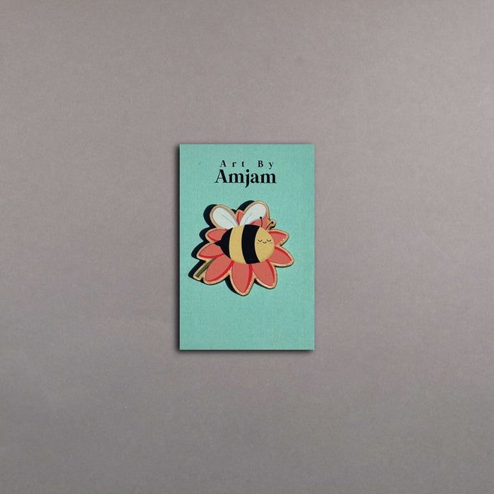 ikon Art By Amjam Sleepy Bee Wooden Pin