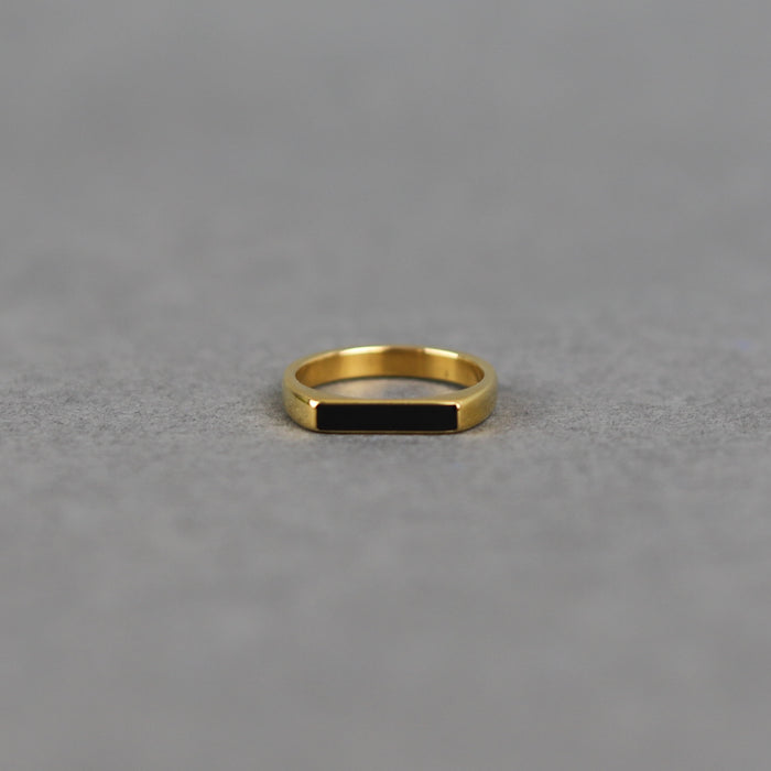 ikon Nordic Muse Gold Flat Black Stone Ring
