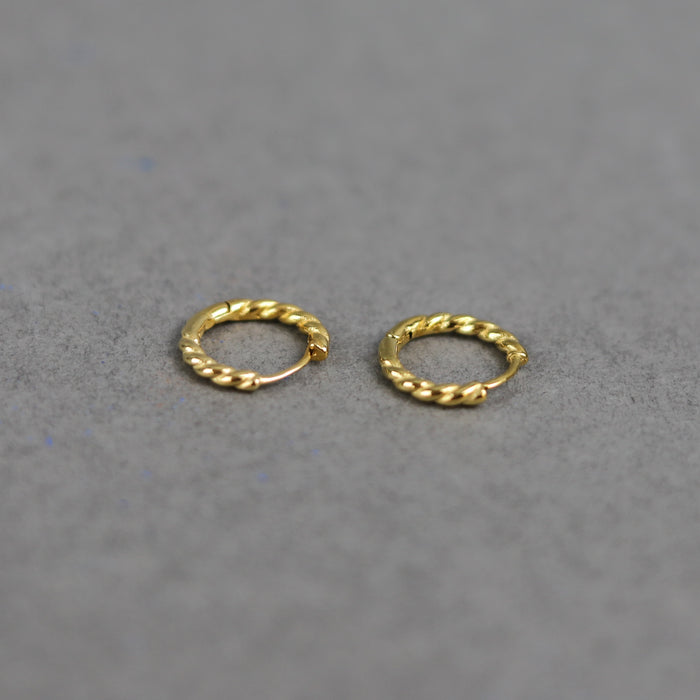Ikon Nordic Muse Gold Twisted Huggie Earrings