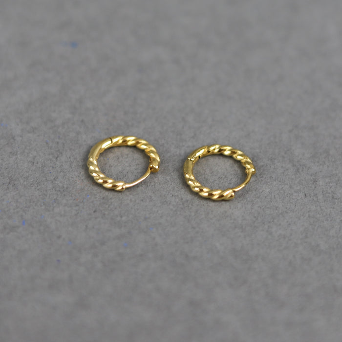 ikon Nordic Muse Gold Twisted Huggie Earrings